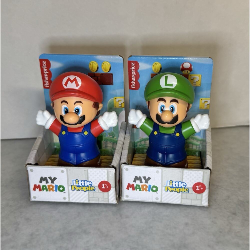 New Fisher Price Little People Super Mario Figures Mario & Luigi